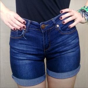 Blue mid rise shorts size